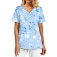 thumbnail image 1 of Nurse Uniforms Women,Women's Classic Fit Scrubs Tops - Side Slits Short Sleeve V-Neck with Chest Pockets - Light Blue - XXXXL, 1 of 5