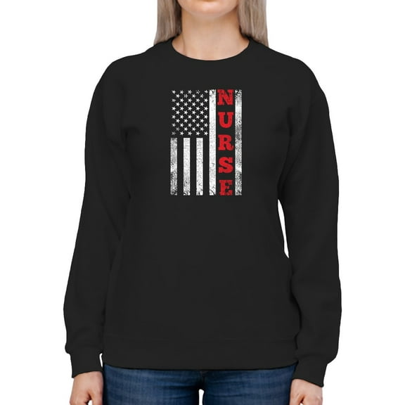 Nurse Usa Flag Sweatshirt Women -GoatDeals Designs, Female Large