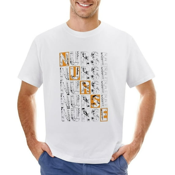 Nurse Vintage T Shirt Men’s Graphic T-shirt Vintage Short Sleeve Sport Tee White XL