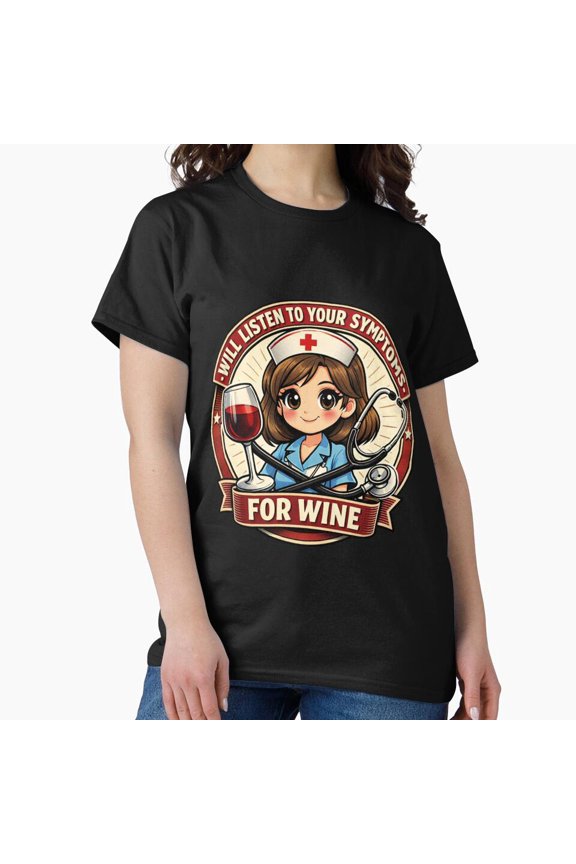 Nurse Will Listen For Wine T Shirt, Funny Rn Graphic Tee, Nursing Humor Shirt Size S-5XL