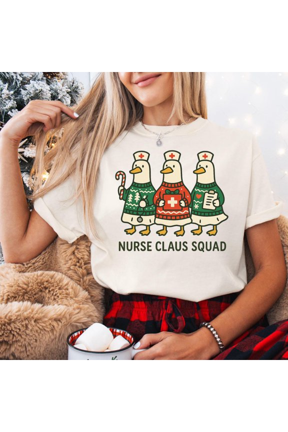 Nurse Winter Shirt, Nurse Claus Squad Goose, Nurse Winter T-shirt Design, Medical Shirt Sublimation210 Sweatshirt All Size S-5XL