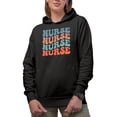 thumbnail image 1 of Nurse Word, Medical Profession or Nursing Themed, Groovy Retro Wavy Text Merch Gift, Black Hooded Sweatshirt or Hoodie, Medium, 1 of 5