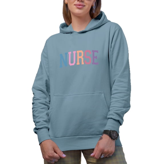 Nurse Word Merch Gift, Light Blue Hooded Sweatshirt or Hoodie, Large