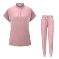thumbnail image 1 of Nurse Workwear Sets for Women V-Neck Scrubs Tops and Drawstring Jogger Pants Nurse Uniform Set with Pocket Pinky L, 1 of 4