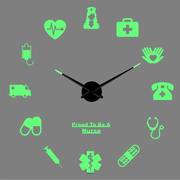 Nurse healthcare icon Luminous DIY creative Different Frameless Wall Clock Home Hospital Decor Modern gifts - 27 inch