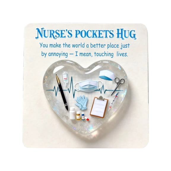Nurse's Pocket Hug Greeting Card - Heart - Shaped Design With Medical - Themed Decorations - For Nurses, Doctors, Healthcare Workers To Express Gratitude And Appreciation