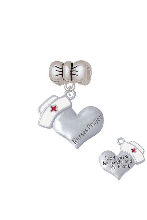 Nurse's Prayer Heart - Lord Guide - Bow Charm Bead