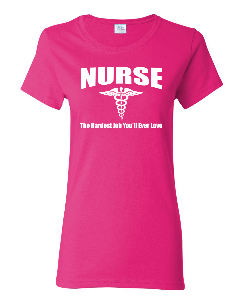 Nurse the Hardest Job You'll Ever Love | Womens Pop Culture Graphic T-Shirt, Fuschia, X-Large - image 1 of 3