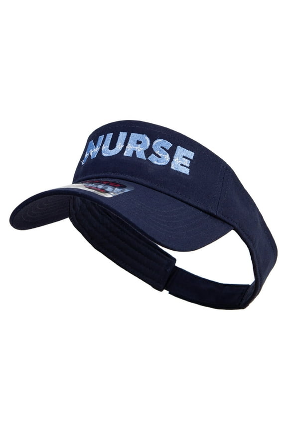 Nurse with Radiogram Embroidered Cotton Twill Sun Visor - Navy OSFM