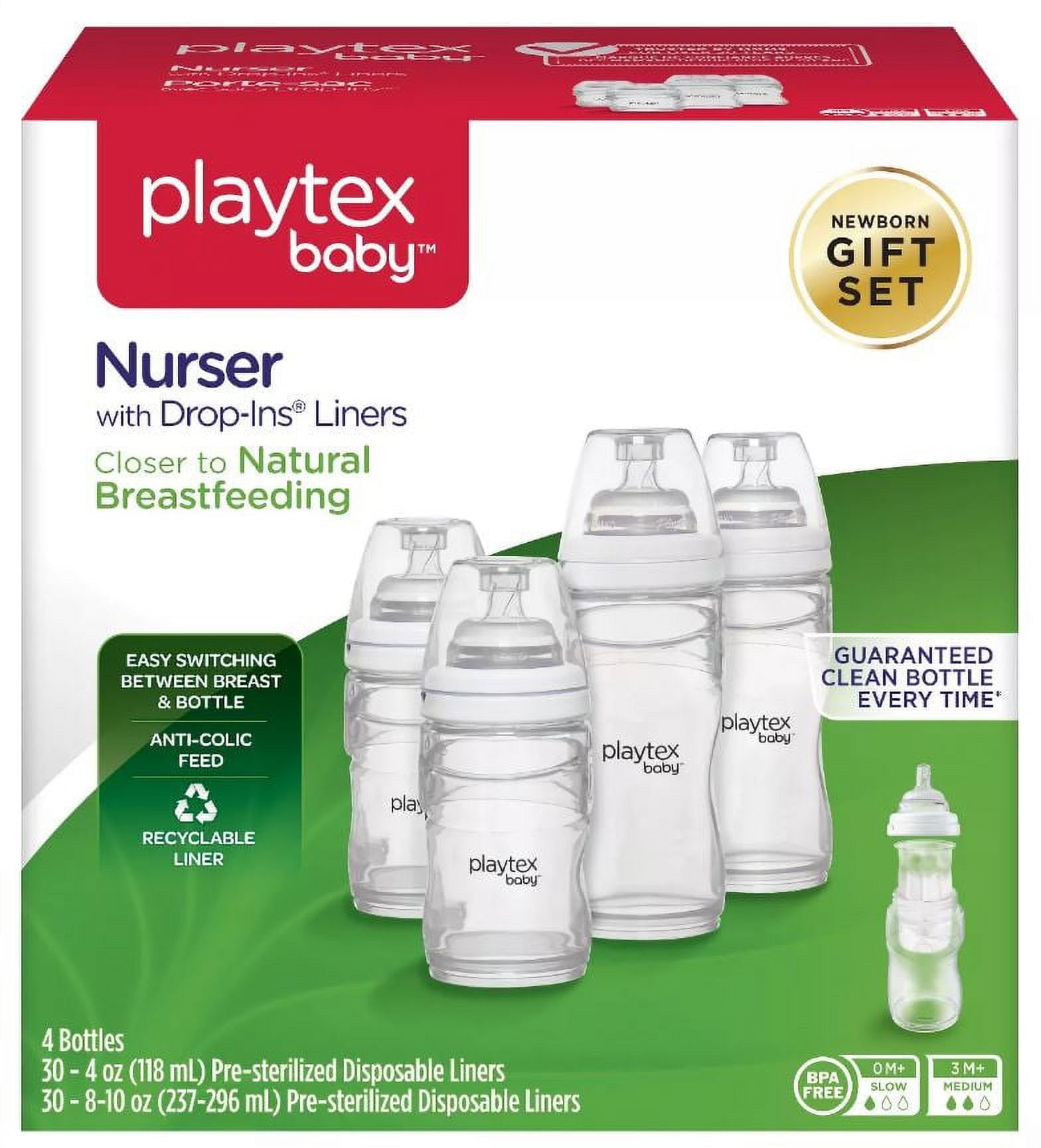 Playtex Baby Nurser Bottle Gift Set, with Disposable Drop-Ins Liners