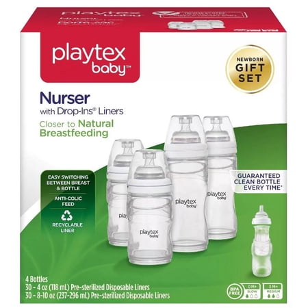 Playtex Baby Nurser Bottle Gift Set, with Disposable Drop-Ins Liners