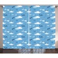 thumbnail image 1 of Ambesonne Airplane Curtains 2 Panel Set, Cloudy Sky Scenario Planes, 108" x 90", Dark Blue White Blue, 1 of 3