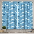 thumbnail image 1 of Ambesonne Airplane Kitchen Curtains, Boys Aviation, 55"x39", Blue Dark Blue and White, 1 of 3