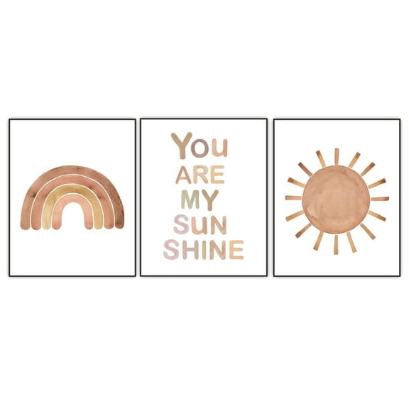 Nursery Art Prints, You Are So Loved, Neutral Nursery Art, Baby Girl Boy Room Decor, Rainbow Sun Boho Wall Decor, Set of 3 Unframed Prints 8"x10"