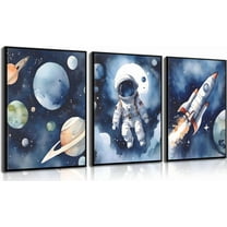 Nursery Astronaut WallKids Space Planets Theme Canvas Painting Rocket Spaceman Wall Decor Explore Dream Galaxy Poster Prints Funny Outer Space Picture for Boys child Bedroom Livingd