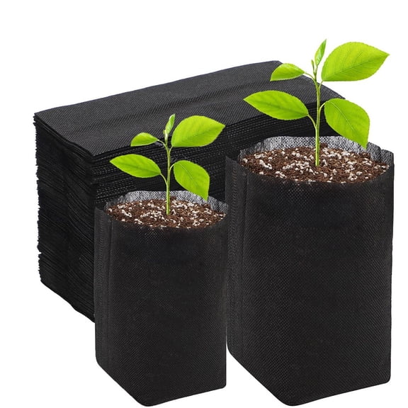 Nursery Bags for Plants 100pcs Non-Woven Fabric Grow Bag Deep Nursery Grow Bags