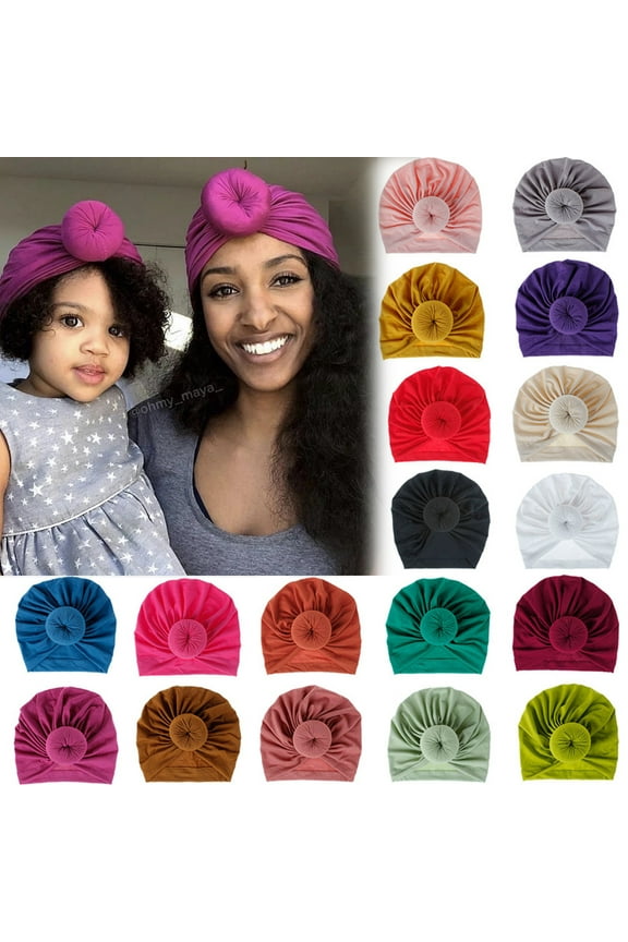 Nursery Ball Donut Turban Hat Cap Beanie Bonnet for Baby Girls Toddlers Newborns Infants Parent-child Cap