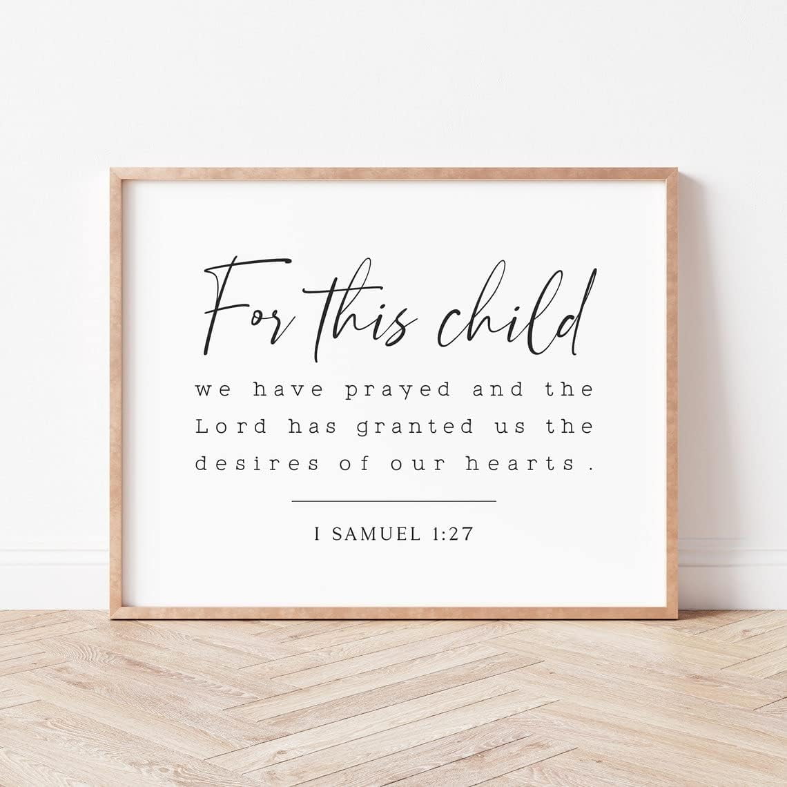 Nursery Bible Verse Wall Art Print For this Child We Have Prayed Sign ...