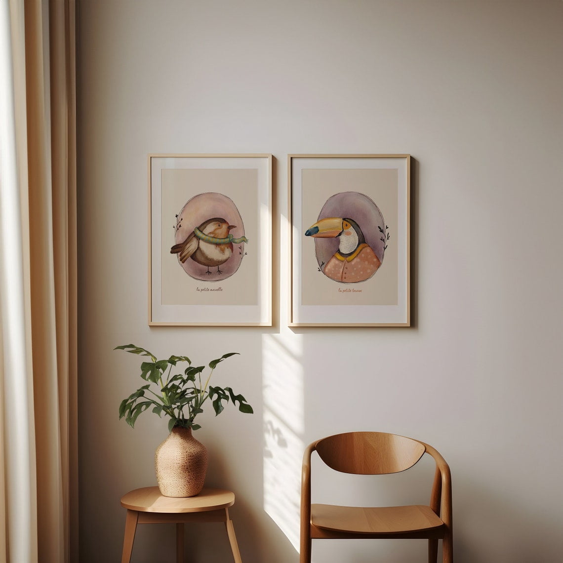 Nursery Bird Print Toucan Sparrow Illustration Set 2 Unframed Paper ...