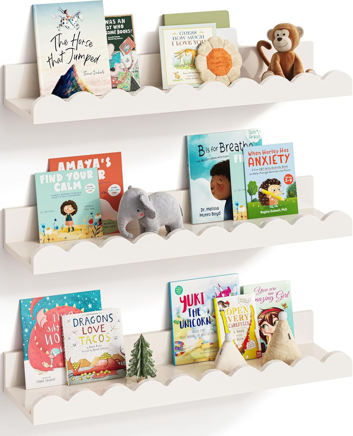 Nursery Book Shelves, Set of 3, Nursery Decor for Baby and Toddler ...