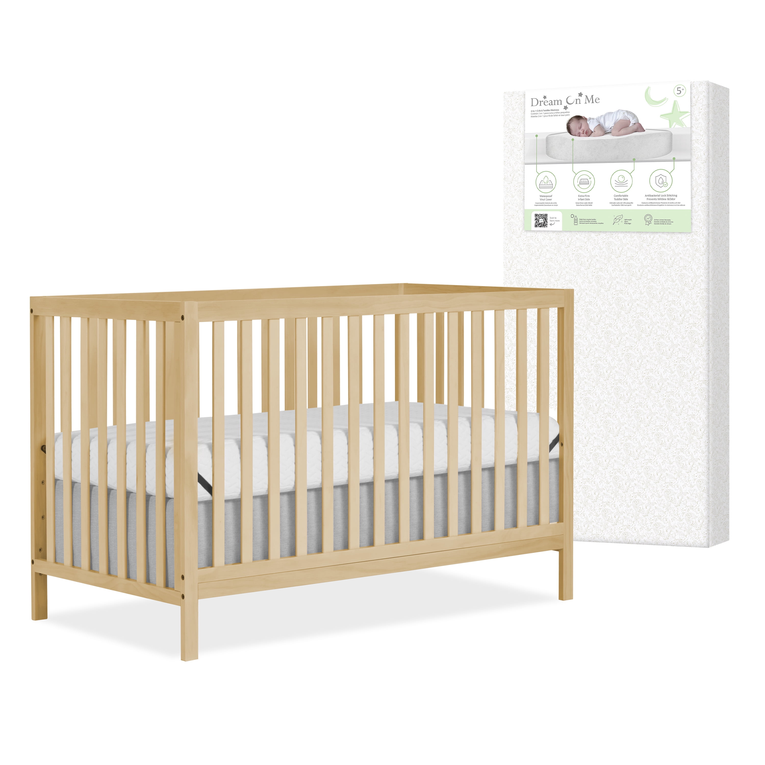 Nursery Bundle, Dream On Me Synergy MOD Crib in Natural and Crib & Toddler Mattress Bundle