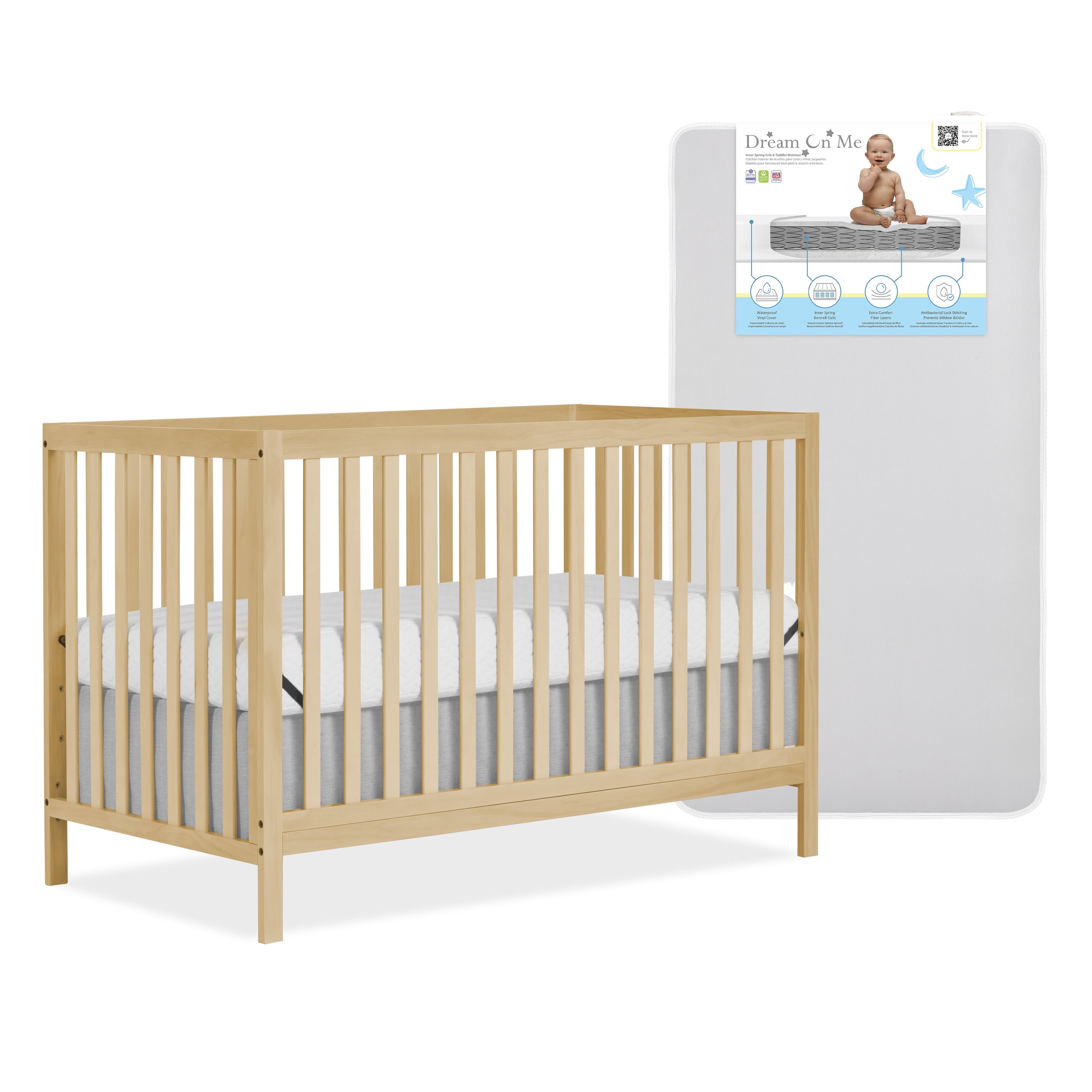 Nursery Bundle, Dream On Me Synergy MOD Crib in Natural and Crib & Toddler Mattress Bundle