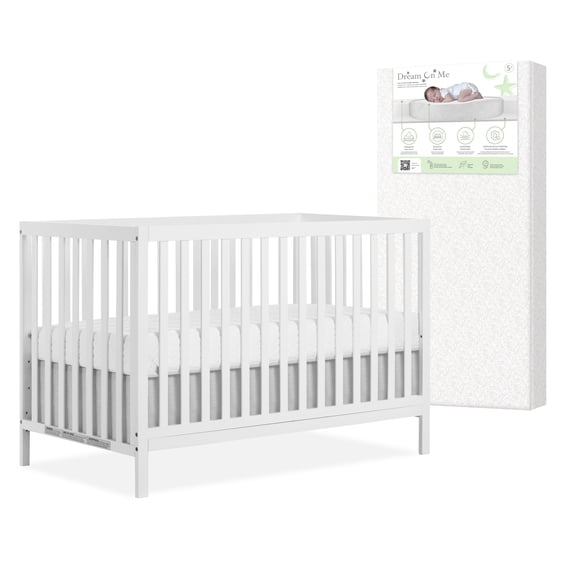 Nursery Bundle, Dream On Me Synergy MOD Crib in White and Crib & Toddler Mattress Bundle
