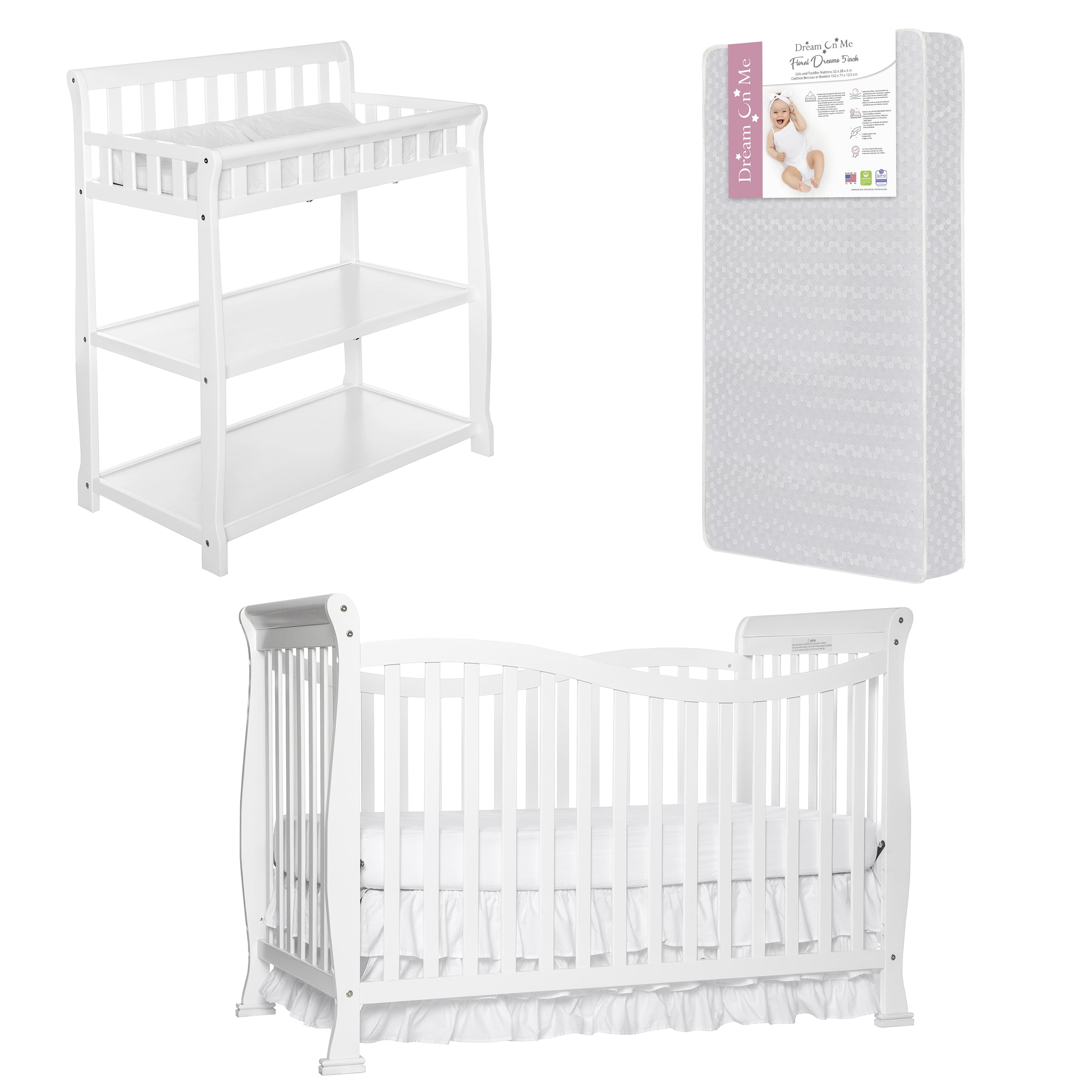 Nursery Bundle Dream On Me Violet Convertible Lifestyle Crib, Dream On