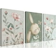 thumbnail image 1 of Nursery Bunny Canvas Wall Art Cute Rabbit Botanical Flowers Wall Decor Green Nursery Pictures Posters Girl Bedroom Prints for Girls Room Baby Room Paintings （Only canvas）, 1 of 6