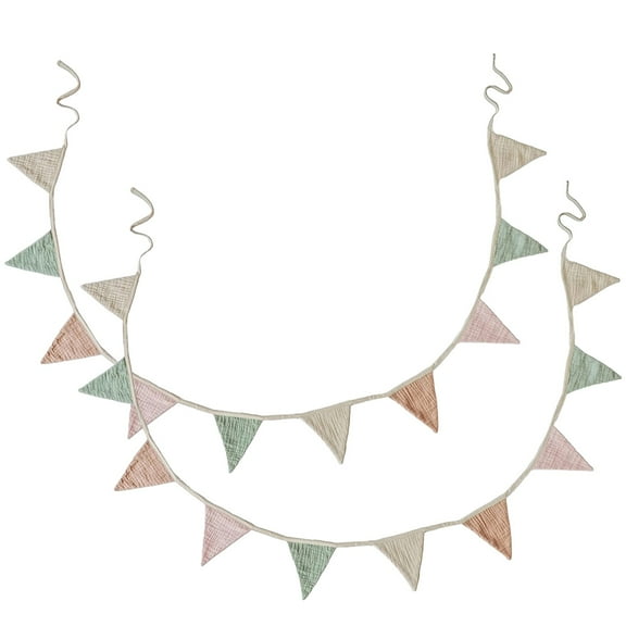 Nursery Bunting Banner Garland, Pastel Triangle Flags for Baby Room Decoration, Cotton Fabric Pennant Banner, Gender Neutral Wall Decor for Baby Shower Birthday Party