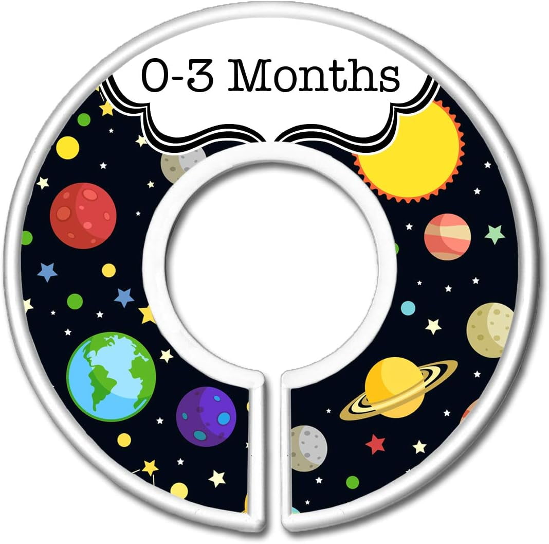 Nursery Closet Size Dividers, Boys Solar System Baby Clothes Organizers, Space Theme Nursery