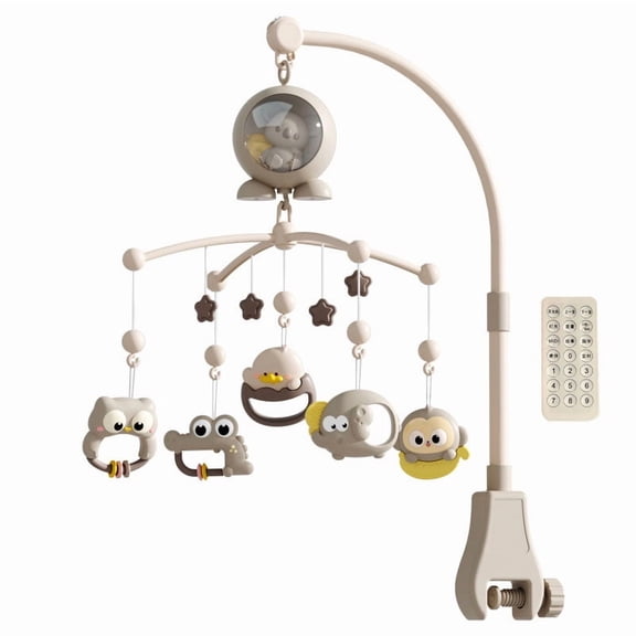 Nursery Crib Mobile with Remote, Soothing Music LED Lights and Automatic Rotation, Baby Sensory Development and Sleep