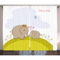 thumbnail image 1 of Ambesonne Cartoon Curtains 2 Panel Set, Mother, 108" x 90", Green Pale Blue, 1 of 3