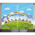 thumbnail image 1 of Ambesonne Cartoon Curtains 2 Panel Set, Railway Train, 108" x 63", Multicolor, 1 of 3