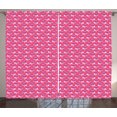 thumbnail image 1 of Ambesonne Cartoon Curtains 2 Panel Set, Geometrical Curved Flowers, 108" x 84", Fuchsia and Sky Blue, 1 of 3