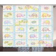 thumbnail image 1 of Ambesonne Cartoon Curtains 2 Panel Set, Funny Elephants Drawing, 108" x 96", Aqua Multicolor, 1 of 3