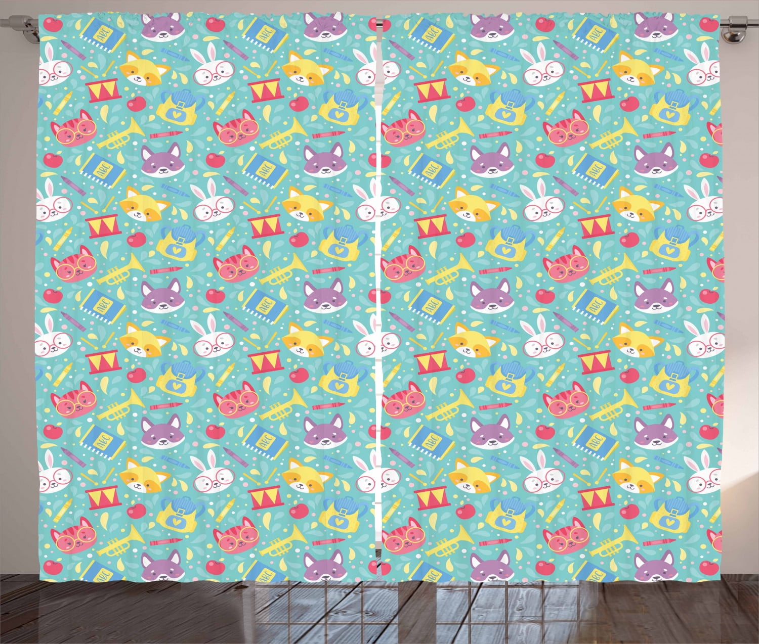 Children Cartoon Curtains Bedroom Kindergarten Blackout Curtains Creative Printing Curtains (150×270cm)