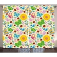 thumbnail image 1 of Ambesonne Cartoon Curtains 2 Panel Set, Spring Flowers Bugs, 108" x 84", Multicolor, 1 of 3