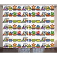 thumbnail image 1 of Ambesonne Cartoon Curtains 2 Panel Set, Cheerful Happy Trains, 108" x 96", Multicolor, 1 of 3