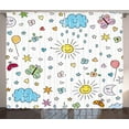 thumbnail image 1 of Nursery Curtains 2 Panels Set, Various Weather Conditions Drawn Cartoon Style Sunny Rainy Cloudy Day and Night, Window Drapes for Living Room Bedroom, 108W X 96L Inches, Blue Yellow, by Ambesonne, 1 of 3