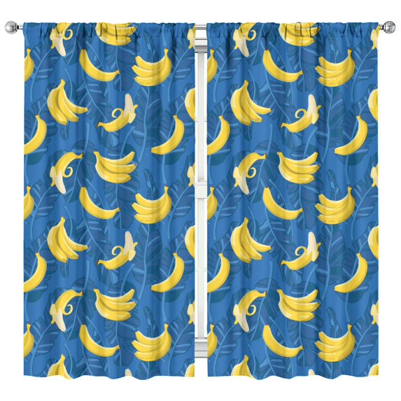 Nursery Curtains Boys Girls Kids Banana Plant Banana Leaves Print Pattern Window Drapes for Living Bedroom Playroom Room Decor Rod Pocket 42x84 Inch 2 Panels