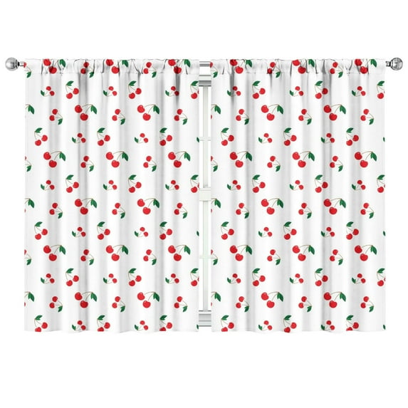 Nursery Curtains Boys Girls Kids Cherry Print Pattern Window Drapes for Living Bedroom Playroom Room Decor Rod Pocket 42x63Inch 2 Panels