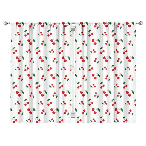 Nursery Curtains Boys Girls Kids Cherry Print Pattern Window Drapes for Living Bedroom Playroom Room Decor Rod Pocket 52x84Inch 2 Panels