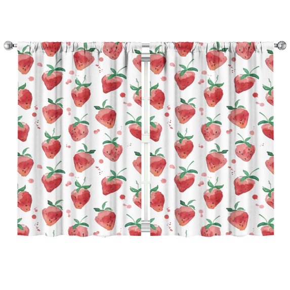 Nursery Curtains Boys Girls Kids Cute Red Strawberry Print Pattern Window Drapes for Living Bedroom Playroom Room Decor Rod Pocket 42x63 Inch 2 Panels