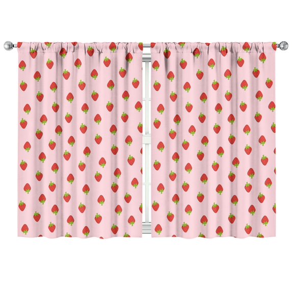 Nursery Curtains Boys Girls Kids Cute Red Strawberry Print Pattern Window Drapes for Living Bedroom Playroom Room Decor Rod Pocket 42x63 Inch 2 Panels