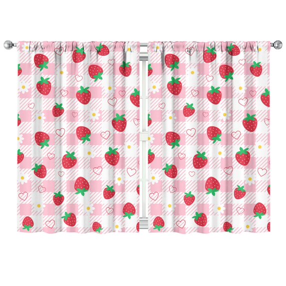 Nursery Curtains Boys Girls Kids Cute Red Strawberry Print Pattern Window Drapes for Living Bedroom Playroom Room Decor Rod Pocket 42x63 Inch 2 Panels