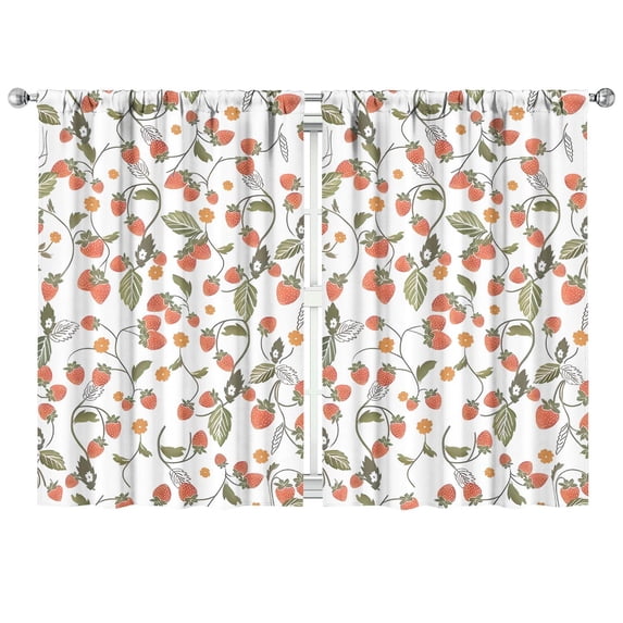 Nursery Curtains Boys Girls Kids Cute Red Strawberry Print Pattern Window Drapes for Living Bedroom Playroom Room Decor Rod Pocket 42x63 Inch 2 Panels