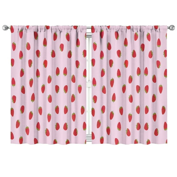 Nursery Curtains Boys Girls Kids Cute Red Strawberry Print Pattern Window Drapes for Living Bedroom Playroom Room Decor Rod Pocket 42x63 Inch 2 Panels