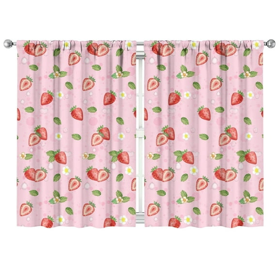 Nursery Curtains Boys Girls Kids Cute Red Strawberry Print Pattern Window Drapes for Living Bedroom Playroom Room Decor Rod Pocket 42x63 Inch 2 Panels