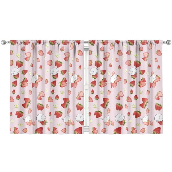 Nursery Curtains Boys Girls Kids Cute Red Strawberry Print Pattern Window Drapes for Living Bedroom Playroom Room Decor Rod Pocket 52x63 Inch 2 Panels